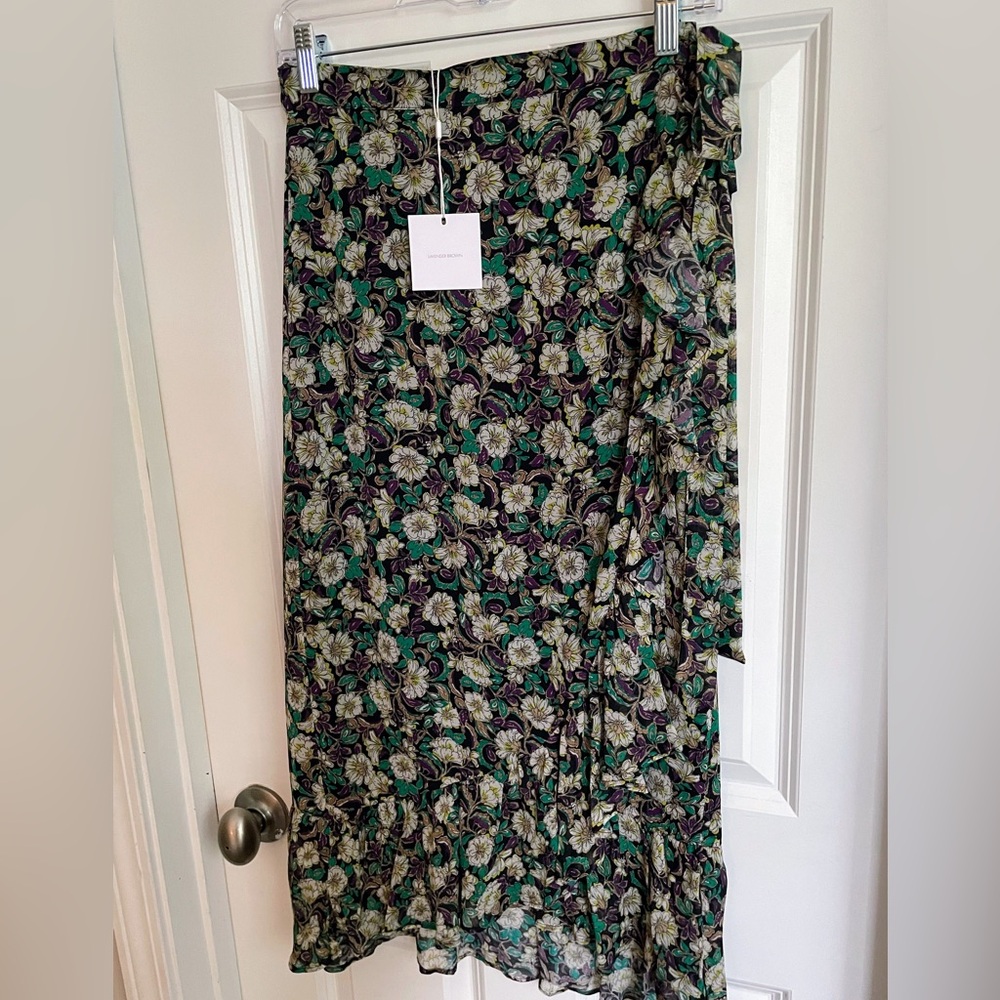 Lavender Brown Wrap Skirt in Green/Purple Floral